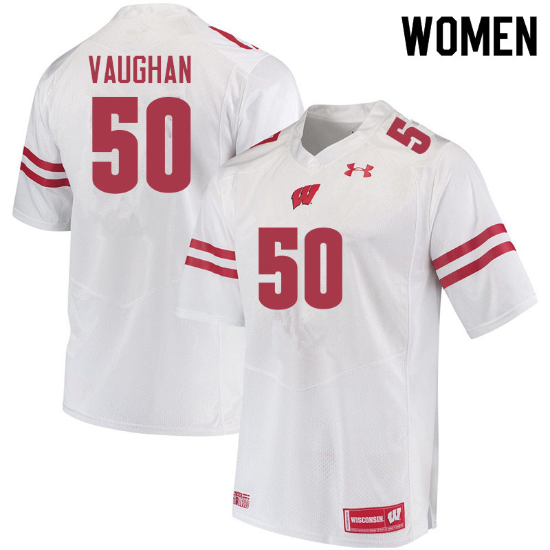 Women #50 Aidan Vaughan Wisconsin Badgers College Football Jerseys Sale-White - Click Image to Close